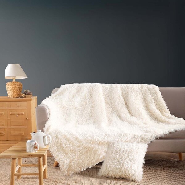Coperta color crema in pelliccia finta 220x240 cm Mouton – douceur d'intérieur