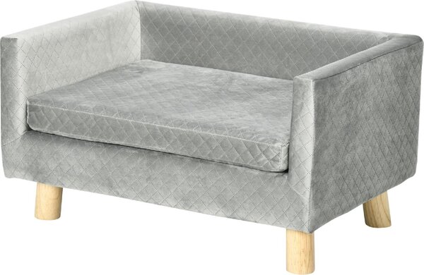AllMyPets Divano per Cani e Gatti Stile Scandinavo con Cuscino Imbottito in Velluto e Legno 64x45x36 cm colore Grigio - CGA556F
