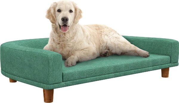 AllMyPets Divano per Cani di Taglia Grande con Gambe Rialzate e Cuscino Sfoderabile 98x67x25 cm Verde Chiaro