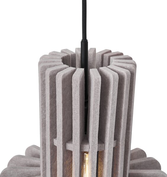 Lampada a sospensione retrò nera con 3 luci color tortora - Felt