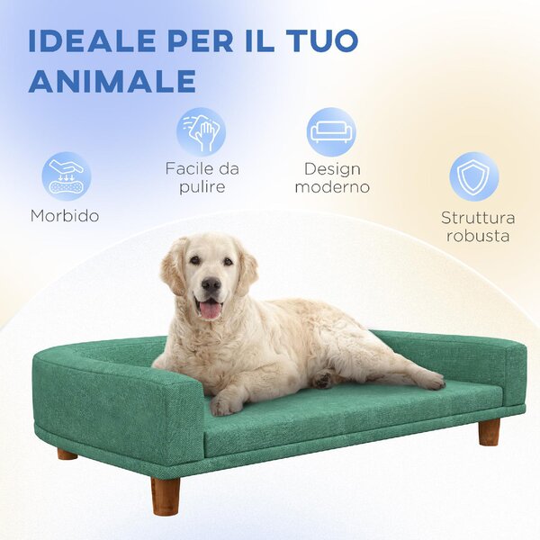AllMyPets Divano per Cani di Taglia Grande con Gambe Rialzate e Cuscino Sfoderabile 98x67x25 cm Verde Chiaro