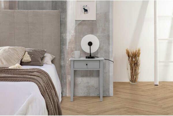 Comodino in legno di pino grigio chiaro Bart - Marckeric