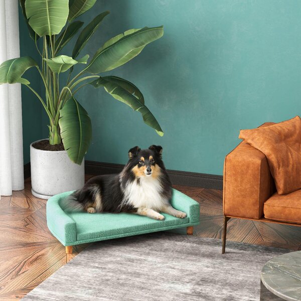 AllMyPets Divano per Cani di Taglia Grande con Gambe Rialzate e Cuscino Sfoderabile 98x67x25 cm Verde Chiaro