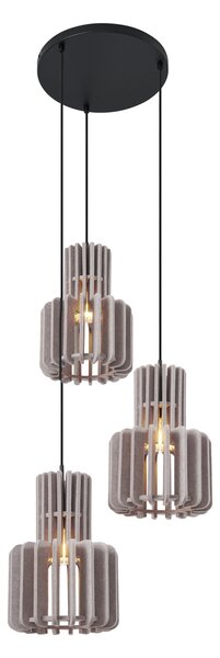 Lampada a sospensione retrò nera con 3 luci color tortora - Felt