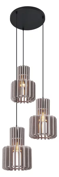 Lampada a sospensione retrò nera con 3 luci color tortora - Felt
