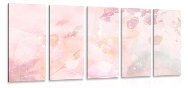 Quadri 5 pezzi – Foglie autunnali in sfumature rosa