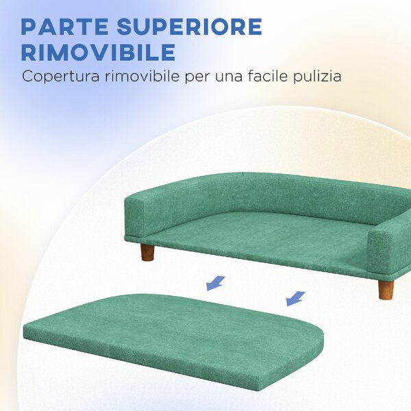 AllMyPets Divano per Cani di Taglia Grande con Gambe Rialzate e Cuscino Sfoderabile 98x67x25 cm Verde Chiaro