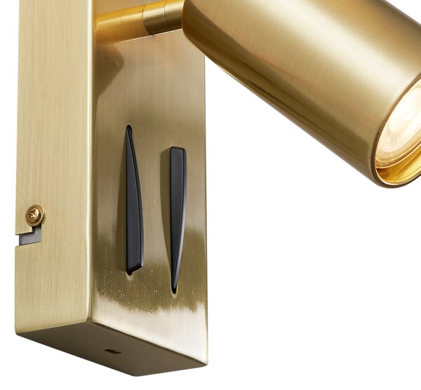 Lampada da parete moderna in ottone a 2 luci regolabile con porta USB-C - Lesly