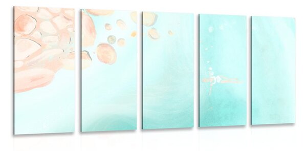 Quadri 5 pezzi – Donna sul mare aperto