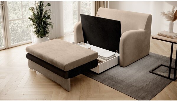 Divano marrone chiaro allungabile e rivestimento in velluto 130 cm Ario – ELTAP