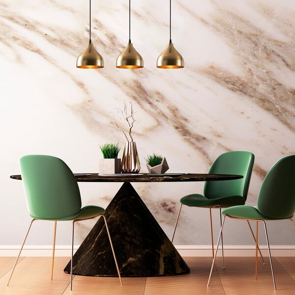 Lampadario dorato con paralume in metallo Tattoo – Opviq lights