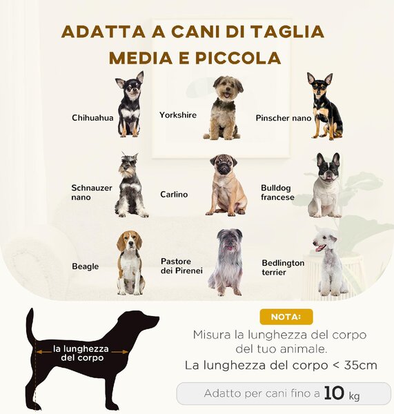 AllMyPets Divano per Cani Rialzato con Spazio Portaoggetti a Scomparsa in Legno e Tessuto Vellutato 80x40x46 cm colore Beige - BGA557F