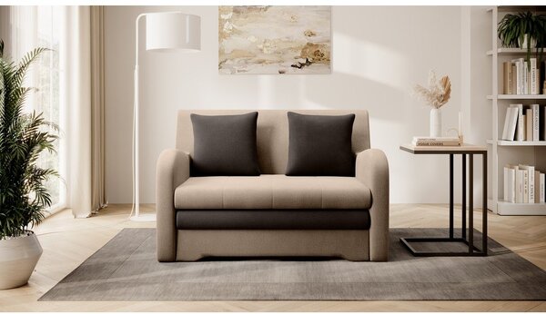 Divano marrone chiaro allungabile e rivestimento in velluto 130 cm Ario – ELTAP