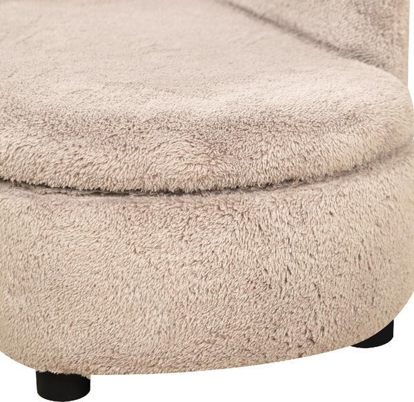 AllMyPets Divano per Cani Rialzato con Spazio Portaoggetti a Scomparsa in Legno e Tessuto Vellutato 80x40x46 cm colore Beige - BGA557F
