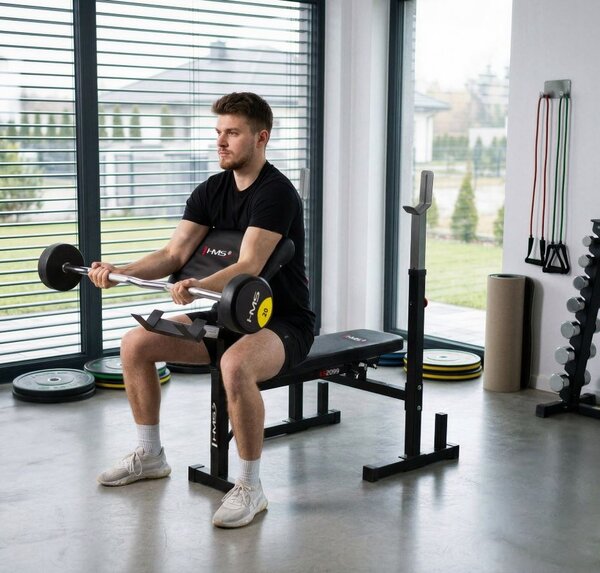 Panca fitness multifunzione HMS con preacher curl e leg extension