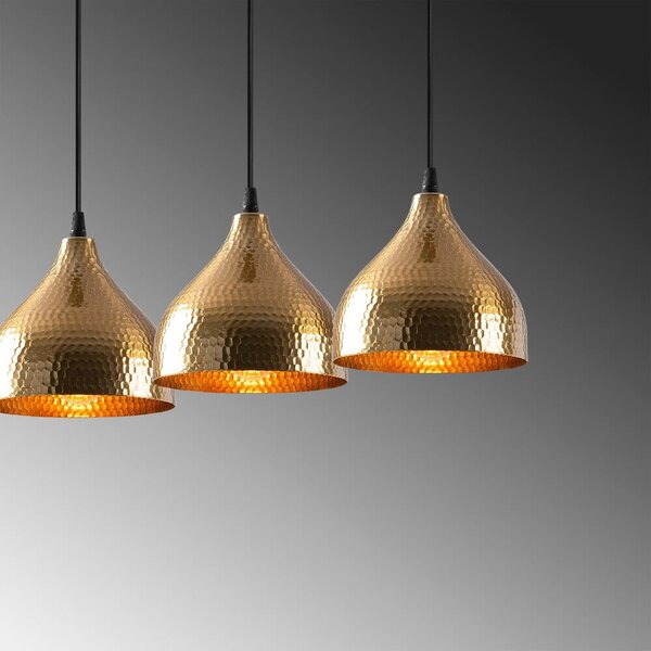Lampadario dorato con paralume in metallo Tattoo – Opviq lights