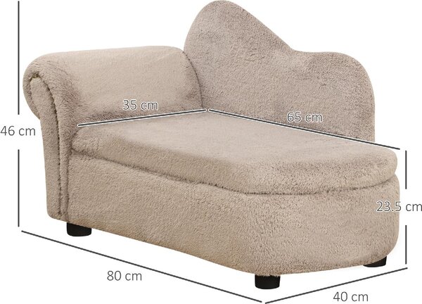 AllMyPets Divano per Cani Rialzato con Spazio Portaoggetti a Scomparsa in Legno e Tessuto Vellutato 80x40x46 cm colore Beige - BGA557F
