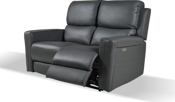 DecHome Divano Relax 2 Posti Moderno Schienale Reclinabile Poggiapiedi estraibile Meccanismo Elettrico in Pelle Vera Dimensioni 156x77x103 cm color