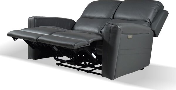DecHome Divano Relax 2 Posti Moderno Schienale Reclinabile Poggiapiedi estraibile Meccanismo Elettrico in Pelle Vera Dimensioni 156x77x103 cm color