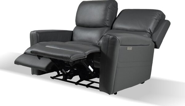 DecHome Divano Relax 2 Posti Moderno Schienale Reclinabile Poggiapiedi estraibile Meccanismo Elettrico in Pelle Vera Dimensioni 156x77x103 cm color