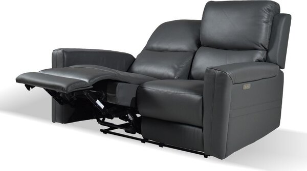 DecHome Divano Relax 2 Posti Moderno Schienale Reclinabile Poggiapiedi estraibile Meccanismo Elettrico in Pelle Vera Dimensioni 156x77x103 cm color