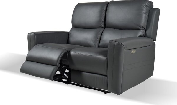 DecHome Divano Relax 2 Posti Moderno Schienale Reclinabile Poggiapiedi estraibile Meccanismo Elettrico in Pelle Vera Dimensioni 156x77x103 cm color