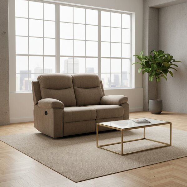 DecHome Divano Relax 2 Posti Moderno Schienale Reclinabile Poggiapiedi estraibile Meccanismo Manuale in Tessuto Dimensioni 154x100x90 cm colore Cap