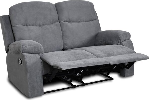 DecHome Divano Relax 2 Posti Moderno Schienale Reclinabile Poggiapiedi estraibile Meccanismo Manuale in Tessuto Dimensioni 154x100x90 cm colore Gri