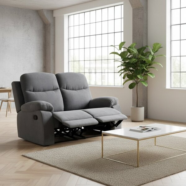 DecHome Divano Relax 2 Posti Moderno Schienale Reclinabile Poggiapiedi estraibile Meccanismo Manuale in Tessuto Dimensioni 154x100x90 cm colore Gri
