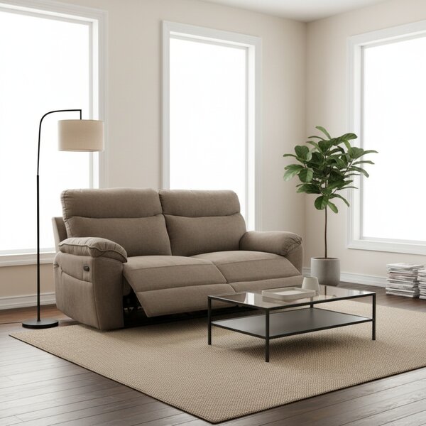 DecHome Divano Relax 3 Posti Moderno Schienale Reclinabile Poggiapiedi estraibile Meccanismo Manuale in Tessuto Dimensioni 200x100x102 cm colore To