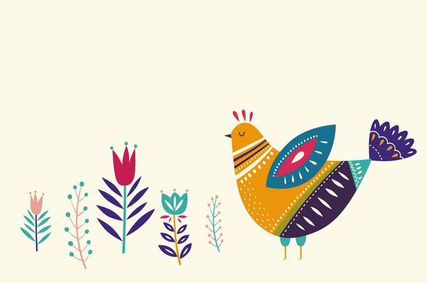 Carta da parati – Natura con tocco folcloristico