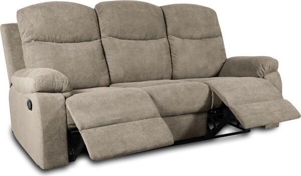 DecHome Divano Relax 3 Posti Moderno Schienale Reclinabile Poggiapiedi estraibile Meccanismo Manuale in Tessuto Dimensioni 211x100x90 cm colore Cap