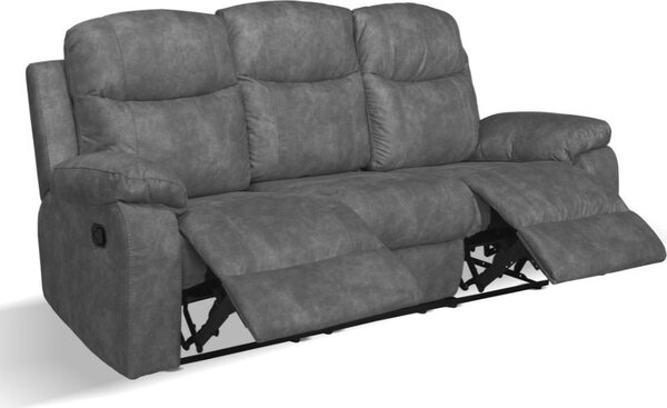 DecHome Divano Relax 3 Posti Moderno Schienale Reclinabile Poggiapiedi estraibile Meccanismo Manuale in Tessuto Dimensioni 211x100x90 cm colore Gri
