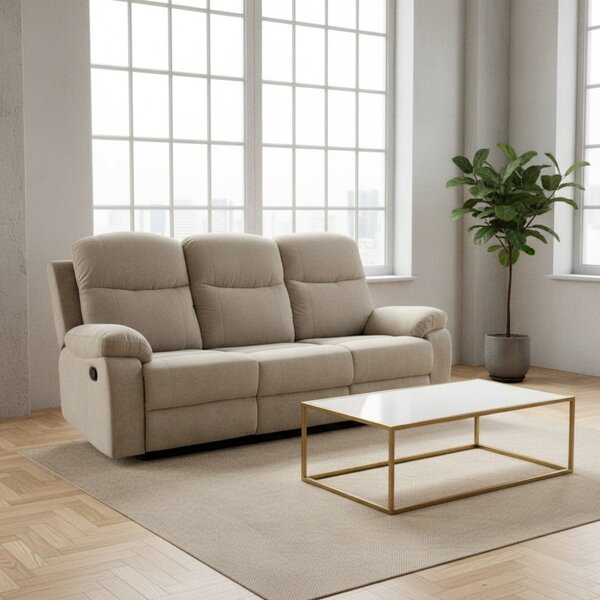 DecHome Divano Relax 3 Posti Moderno Schienale Reclinabile Poggiapiedi estraibile Meccanismo Manuale in Tessuto Dimensioni 211x100x90 cm colore Cap