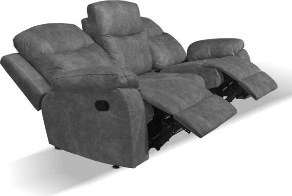 DecHome Divano Relax 3 Posti Moderno Schienale Reclinabile Poggiapiedi estraibile Meccanismo Manuale in Tessuto Dimensioni 211x100x90 cm colore Gri