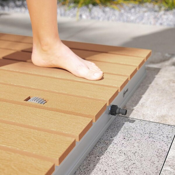 VivaGarden Doccia da Giardino Portatile con Altezza Fino a 4 m e Getti d'Acqua Regolabili 70x55 cm colore Legno