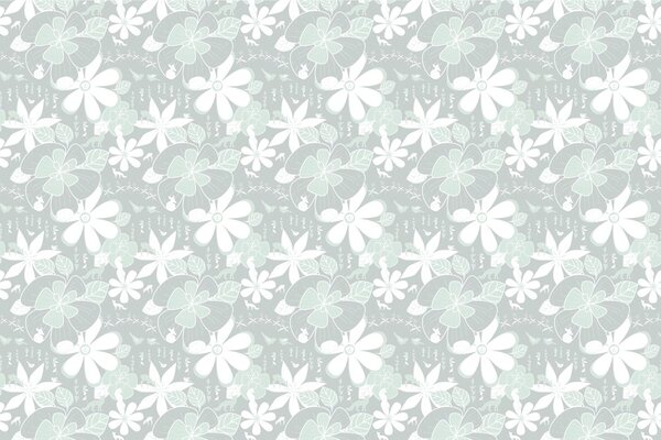 Carta da parati – Animali intorno ai fiori in verde