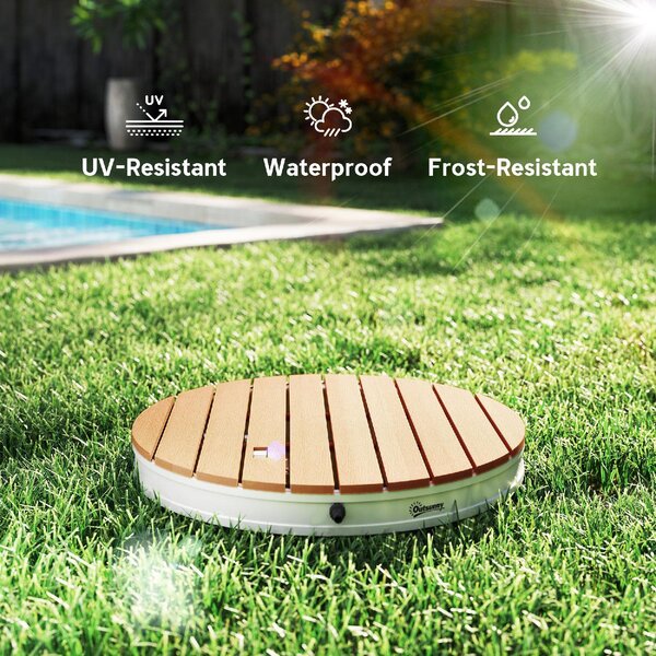 VivaGarden Doccia da Giardino Portatile con Altezza Fino a 4 m e Getti d'Acqua Regolabili Effetto Legno