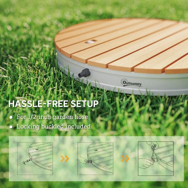 VivaGarden Doccia da Giardino Portatile con Altezza Fino a 4 m e Getti d'Acqua Regolabili Effetto Legno