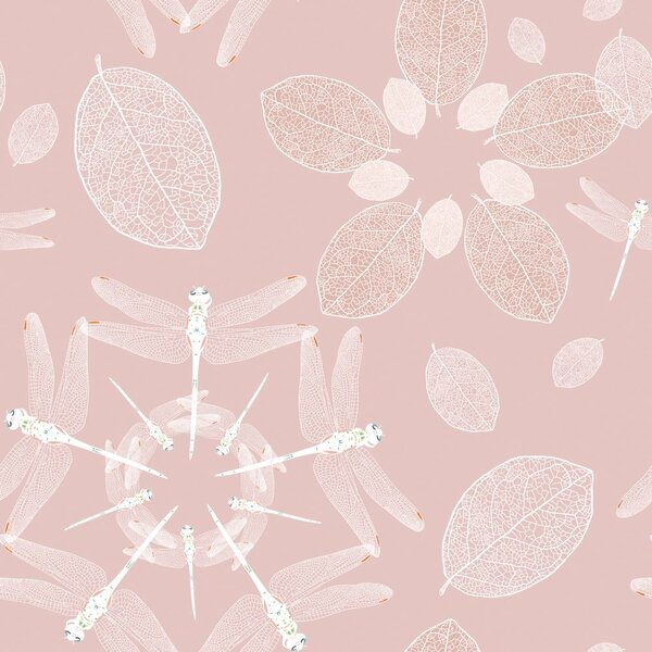 Carta da parati – Libellule rosa nel cerchio Mandala