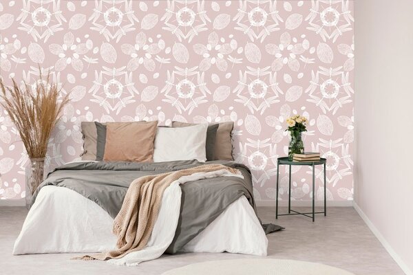 Carta da parati – Libellule rosa nel cerchio Mandala