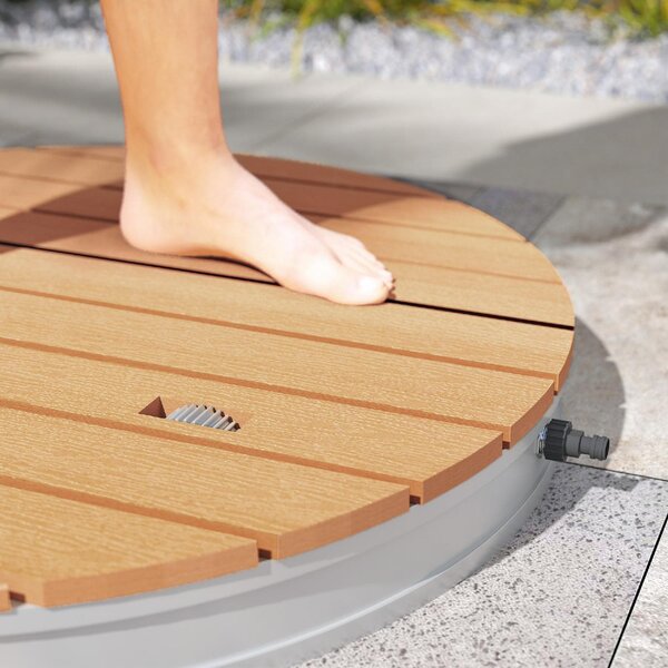 VivaGarden Doccia da Giardino Portatile con Altezza Fino a 4 m e Getti d'Acqua Regolabili Effetto Legno