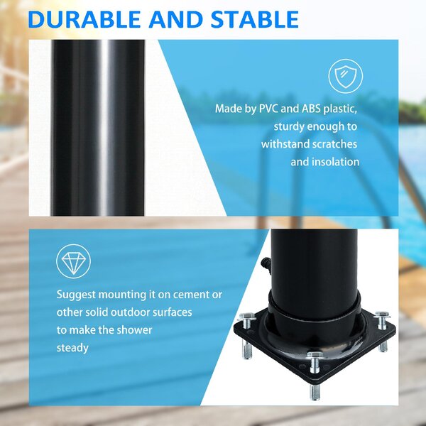 VivaGarden Doccia da Giardino Solare Riscaldata 60 con Serbatoio da 20 Lt e Miscelatore Nero