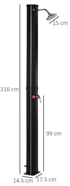VivaGarden Doccia da Giardino Solare Riscaldata 55 con Serbatoio da 35 Lt e Miscelatore Nero