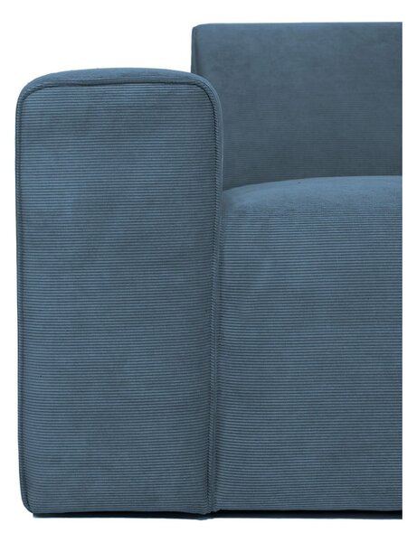 Divano angolare componibile blu (con penisola a destra) con rivestimento in velluto a coste Sting – Scandic