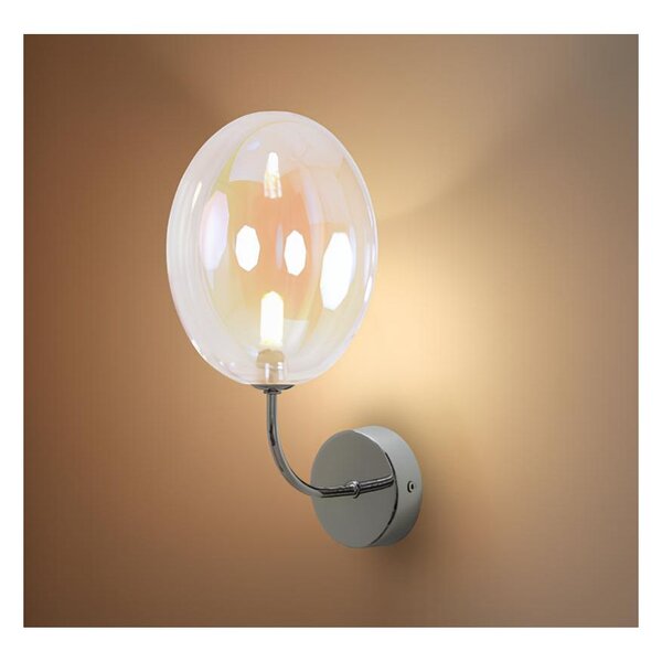 UVA APPLIQUE CON SFERA IN VETRO IRIDESCENTE E BASE IN 4 COLORI LAMPADINA ATTACCO G9 MODERNA