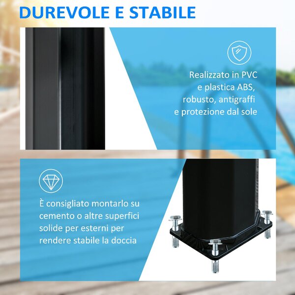 VivaGarden Doccia da Giardino Solare Riscaldata 55 con Serbatoio da 35 Lt e Miscelatore Nero