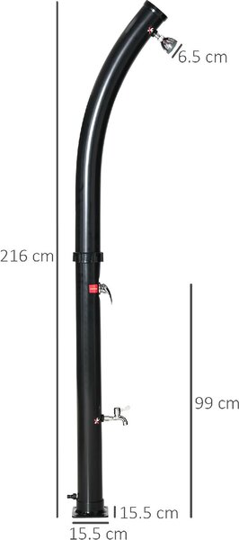VivaGarden Doccia da Giardino Solare Riscaldata 60 con Serbatoio da 20 Lt e Miscelatore Nero
