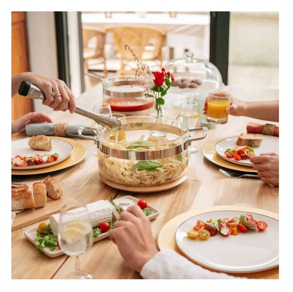 Belissam Casseruola 24cm 4,2L Coperchio Vetro Borosilicato x Gas Elettrico Induzione con Adattatore Optional Forno 200°
