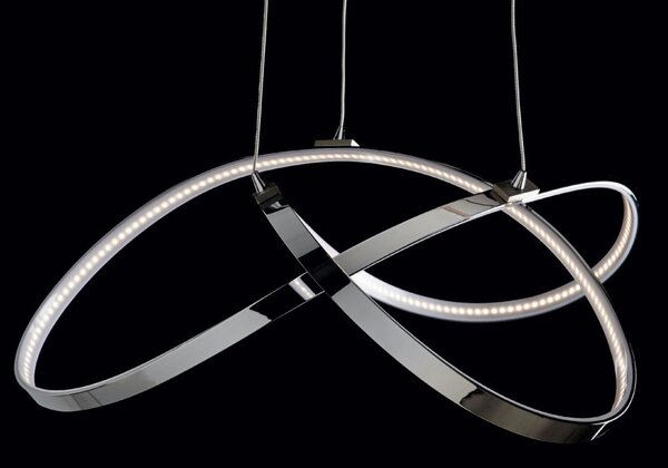 NEBULA GRANDE METALLO CROMATO LED 30W LUCE CALDA LAMPADARIO ULTRAMODERNO